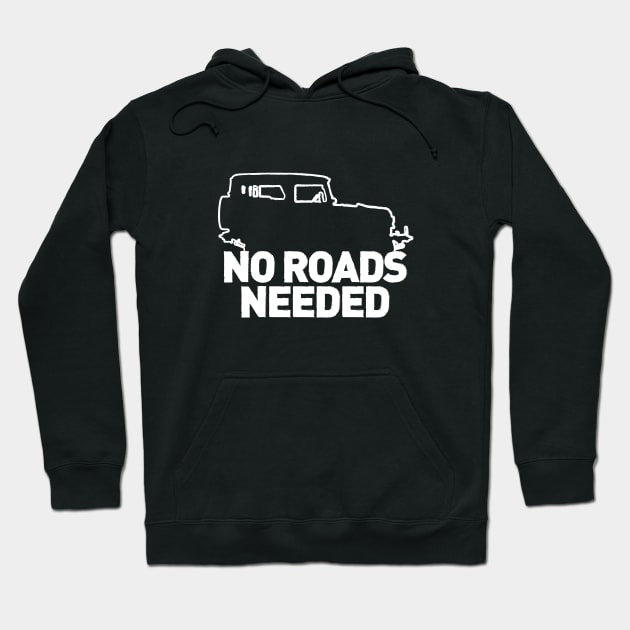 No Roads Needed (White) Hoodie by OFFROAD-DESIGNS